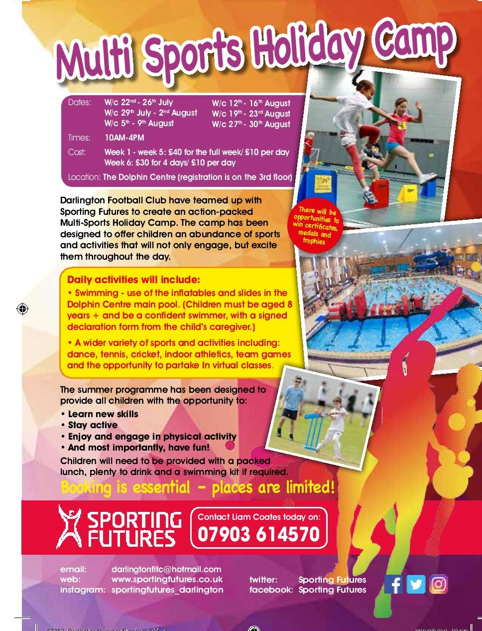 Come to our brand new Multi Sports Holiday Camp! News Darlington